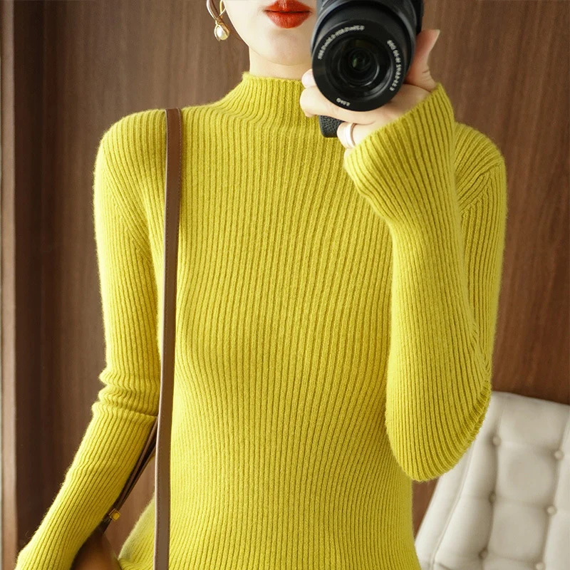 Damen Körperbetonter Rippenstrick-Rollkragenpullover mit Stretch-Effekt Nord Taschen