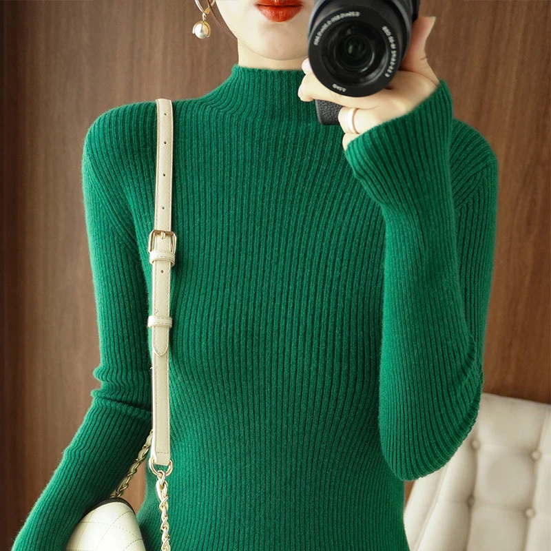Damen Körperbetonter Rippenstrick-Rollkragenpullover mit Stretch-Effekt Nord Taschen
