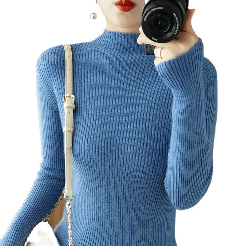 Damen Körperbetonter Rippenstrick-Rollkragenpullover mit Stretch-Effekt Nord Taschen