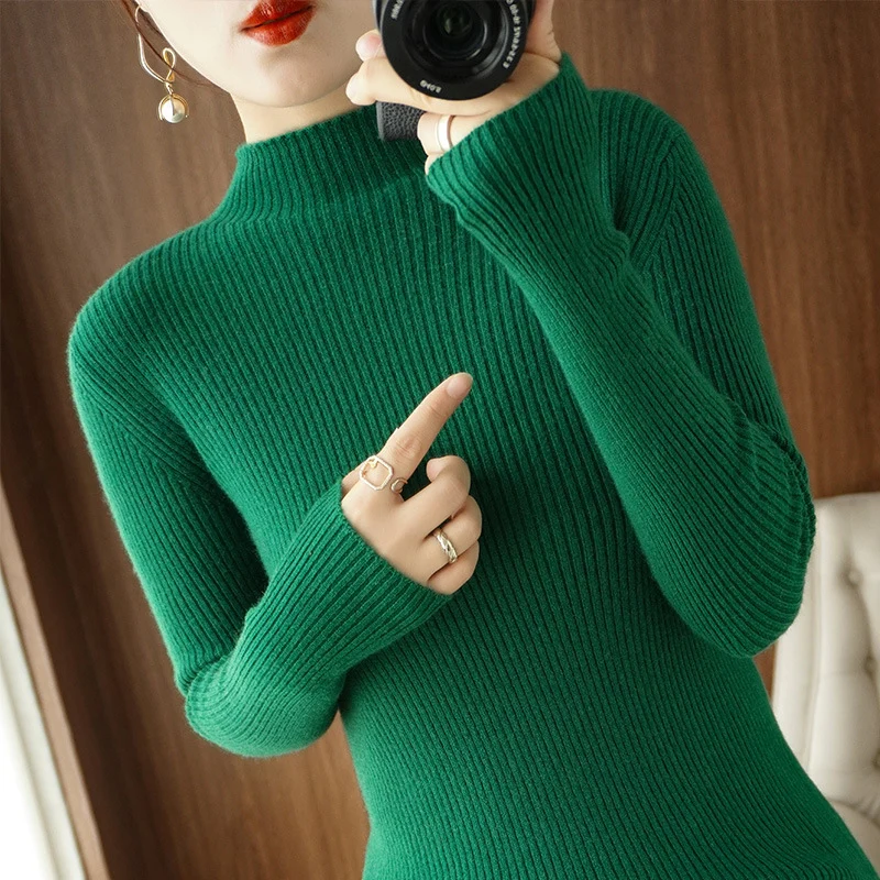 Damen Körperbetonter Rippenstrick-Rollkragenpullover mit Stretch-Effekt Nord Taschen