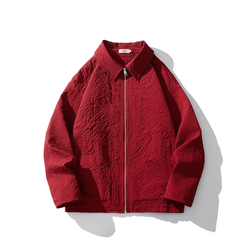 Herren Leichte Crinkle‑Textur Zipjacke mit Hemdkragen und elastischem Saum Nord Taschen