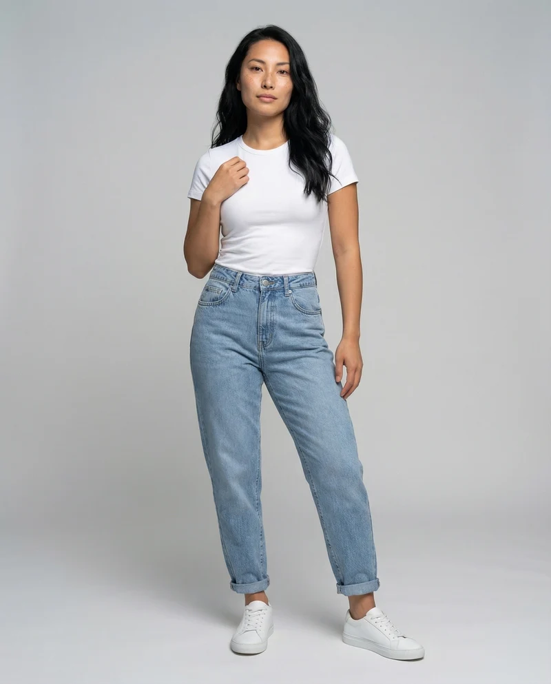 Nord Taschen Damen Jeans im konischen Schnitt mit gerolltem Saum