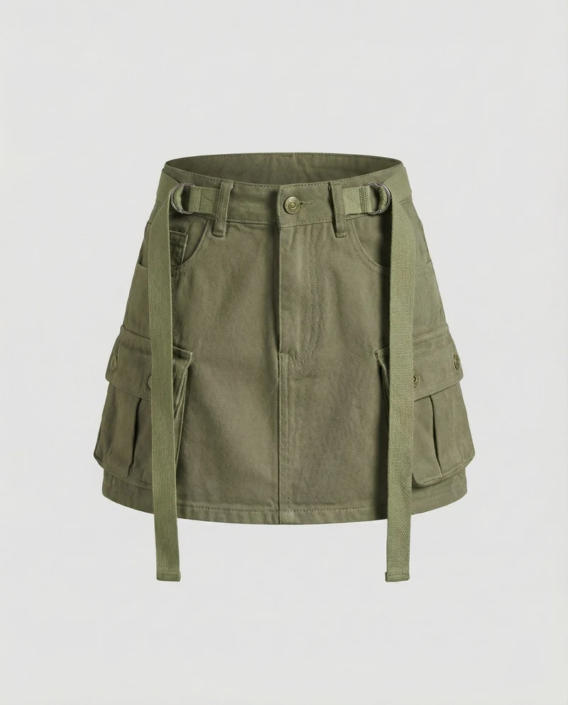 Damen Cargo-Minirock mit verstellbaren Gurten
