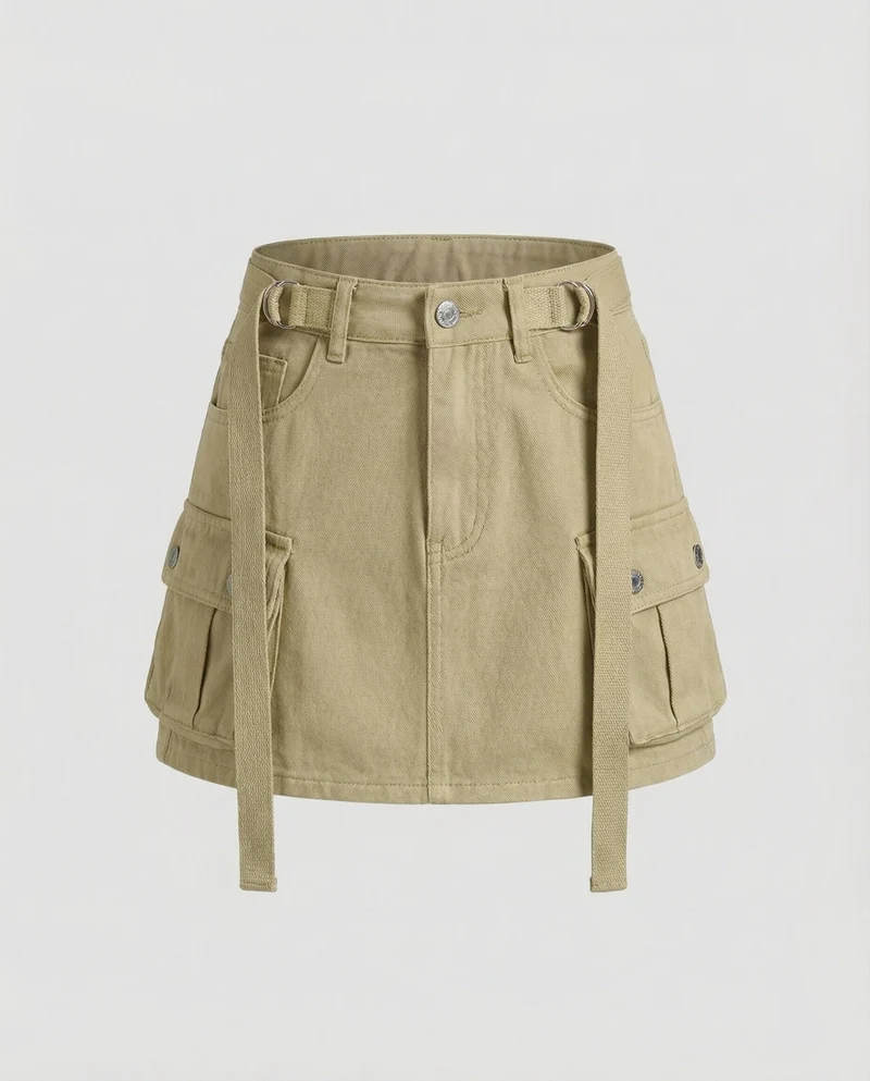 Damen Cargo-Minirock mit verstellbaren Gurten