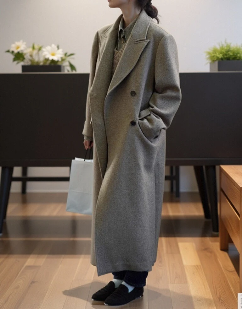 Damen Elegante und moderne Wool Trenchcoat Nord Taschen