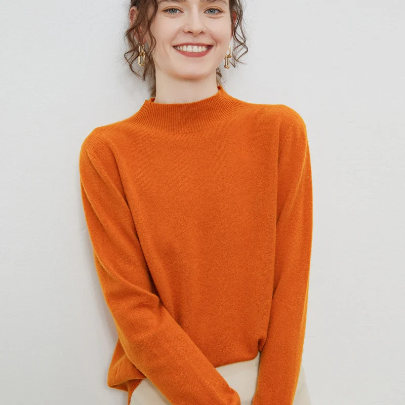 Damen weicher Feinstrick-Mockneckpullover mit Angora‑Look und legerer Silhouette Nord Taschen