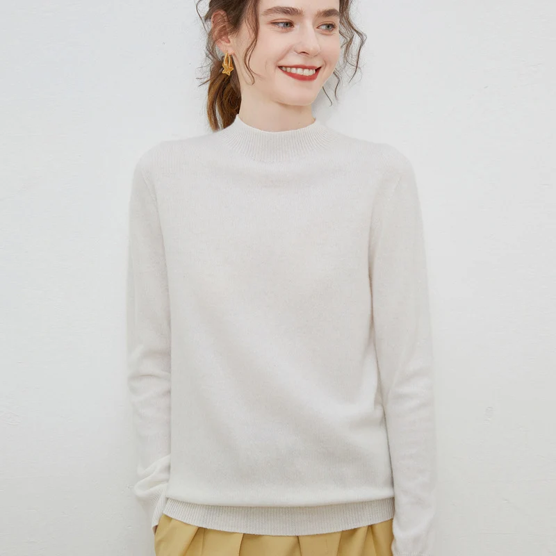 Damen weicher Feinstrick-Mockneckpullover mit Angora‑Look und legerer Silhouette Nord Taschen