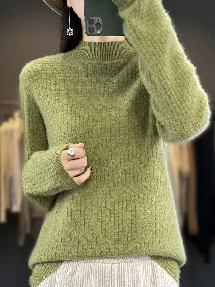 Damen Weicher Boxy-Mockneckpullover im Mohair-Look mit feiner Kastenrippenstruktur Nord Taschen
