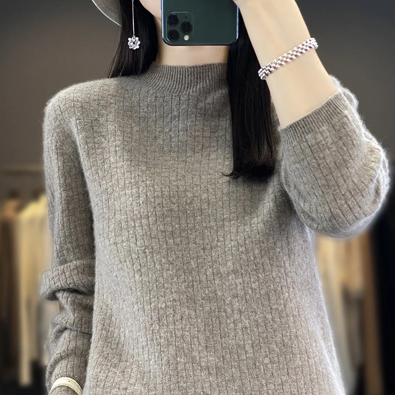 Damen Weicher Boxy-Mockneckpullover im Mohair-Look mit feiner Kastenrippenstruktur Nord Taschen