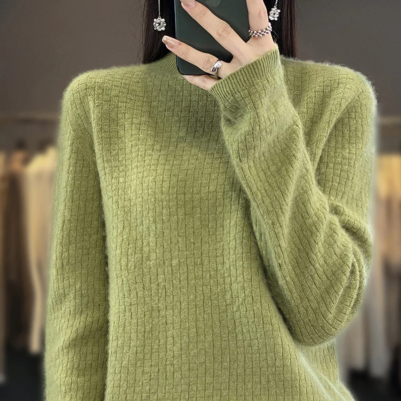 Damen Weicher Boxy-Mockneckpullover im Mohair-Look mit feiner Kastenrippenstruktur Nord Taschen