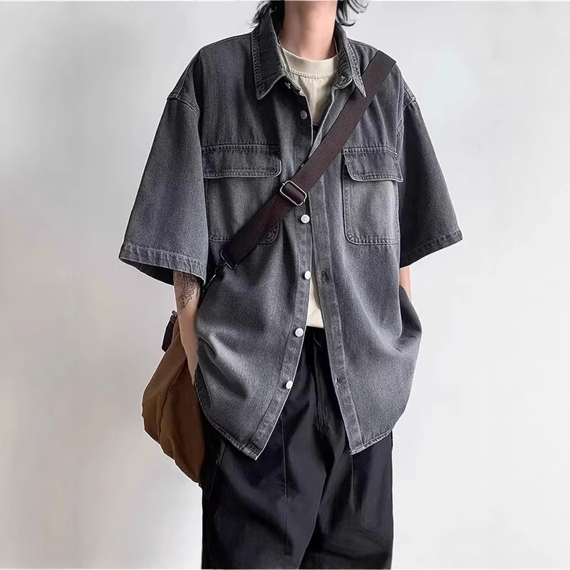 Herren Übergroßes Vintage Denim-Hemd Nord Taschen