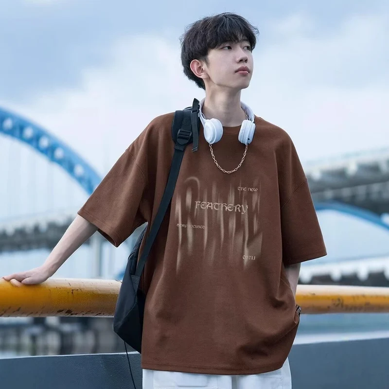 Herren Übergrößes T-Shirt mit kreativem Druck Nord Taschen