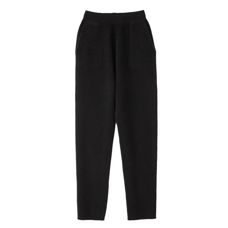 Damen Kaschmir‑Optik Strickhose mit elastischem Bund, konischer Silhouette und Eingrifftaschen Nord Taschen