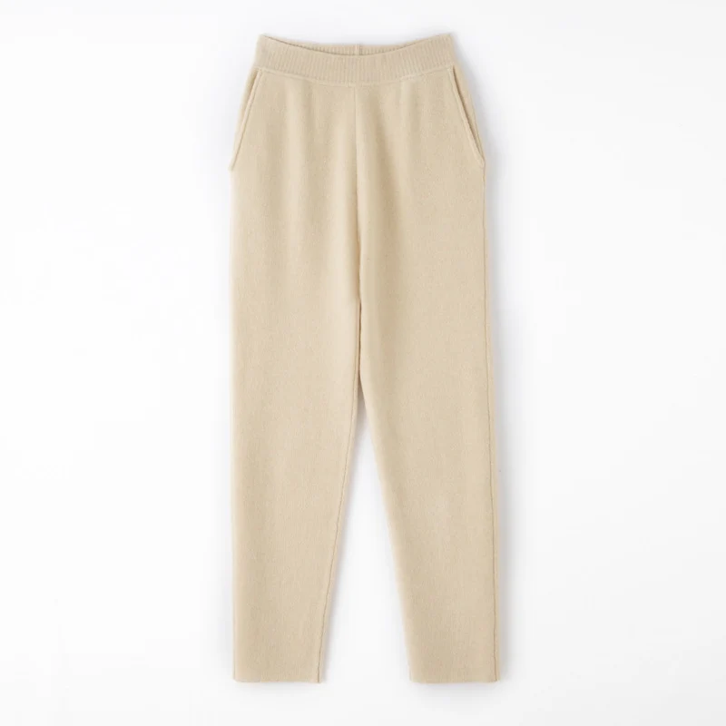 Damen Kaschmir‑Optik Strickhose mit elastischem Bund, konischer Silhouette und Eingrifftaschen Nord Taschen