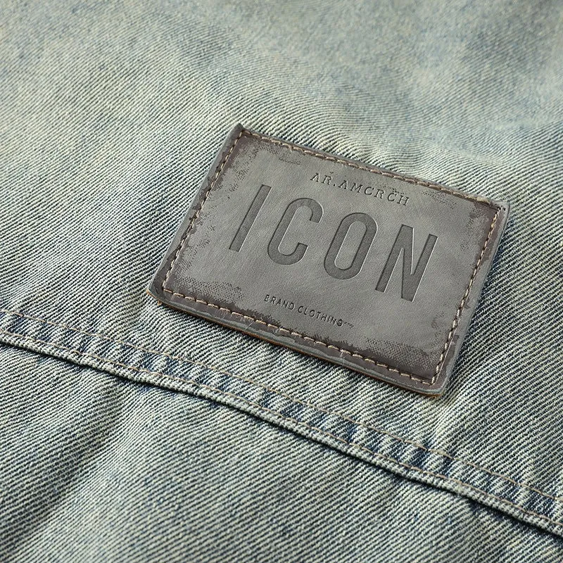 Herren Lässige Denim-Weste mit integriertem Sweatshirt-Ärmel und großen Pattentaschen Nord Taschen
