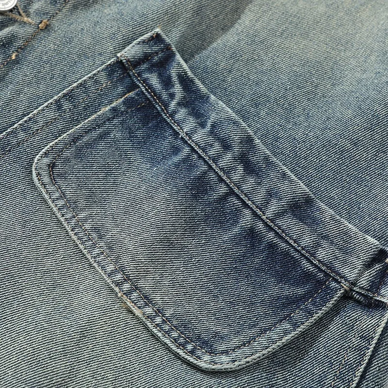 Herren Lässige Denim-Weste mit integriertem Sweatshirt-Ärmel und großen Pattentaschen Nord Taschen