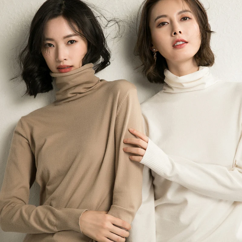 Damen leichter Feinstrick-Rollkragenpullover mit schmalem Schnitt Nord Taschen