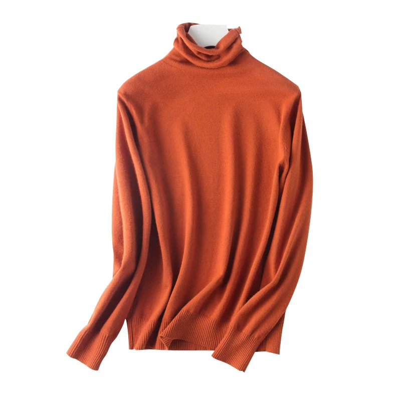 Damen leichter Feinstrick-Rollkragenpullover mit schmalem Schnitt Nord Taschen