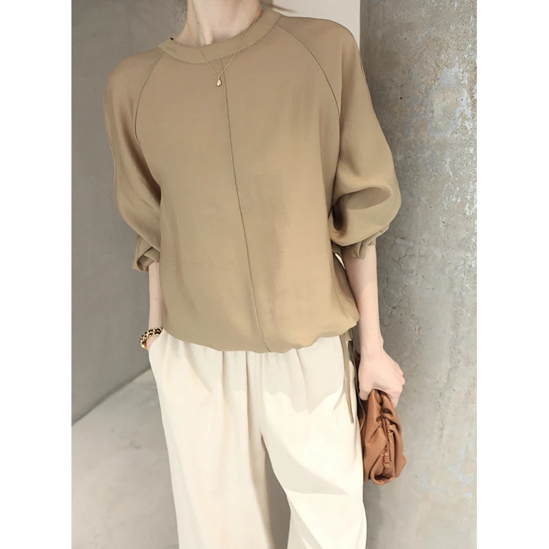 Damen Elegante und luftige Bluse mit ballonärmel Nord Taschen