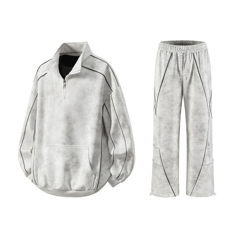 Herren Oversize-Halbzip-Sweatshirt mit Kängurutasche, kontrastpaspel und Ballonärmeln Nord Taschen