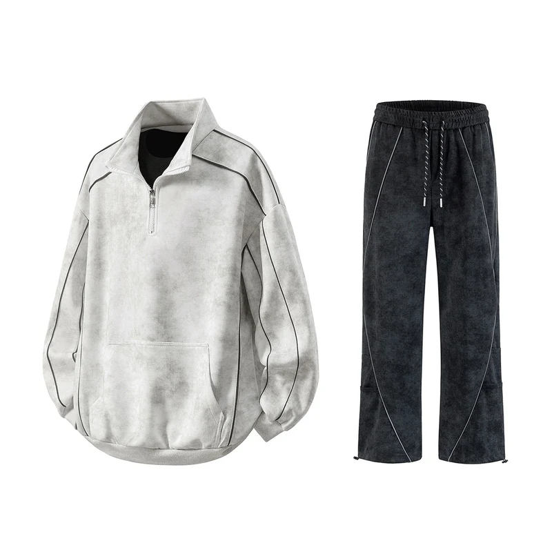 Herren Oversize-Halbzip-Sweatshirt mit Kängurutasche, kontrastpaspel und Ballonärmeln Nord Taschen