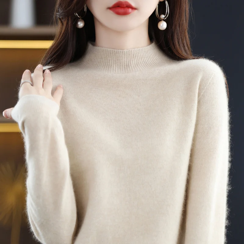 Damen Ultraleichter Mockneck-Feinstrickpullover in Kaschmir‑Optik Nord Taschen