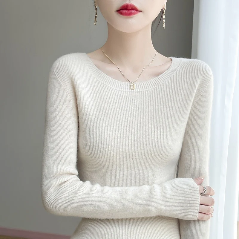 Damen Taillierter Rundhals-Pullover aus fein gerippter Kaschmir‑Optik Nord Taschen