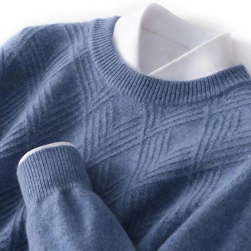 Herren Kurzrollkragenpullover aus Merino‑Mix mit diagonaler Rautenstruktur Nord Taschen