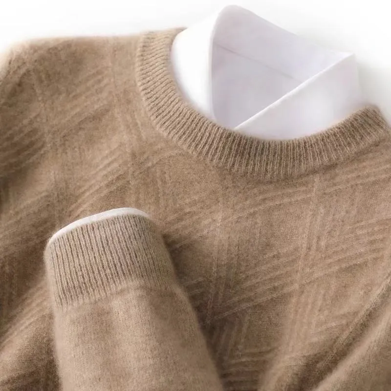 Herren Kurzrollkragenpullover aus Merino‑Mix mit diagonaler Rautenstruktur Nord Taschen
