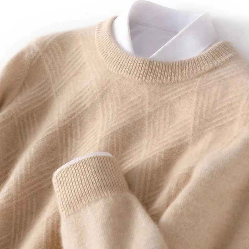 Herren Kurzrollkragenpullover aus Merino‑Mix mit diagonaler Rautenstruktur Nord Taschen