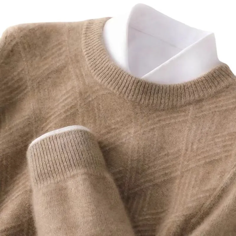 Herren Kurzrollkragenpullover aus Merino‑Mix mit diagonaler Rautenstruktur Nord Taschen