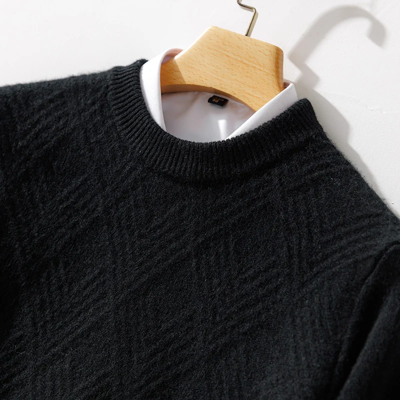 Herren Kurzrollkragenpullover aus Merino‑Mix mit diagonaler Rautenstruktur Nord Taschen