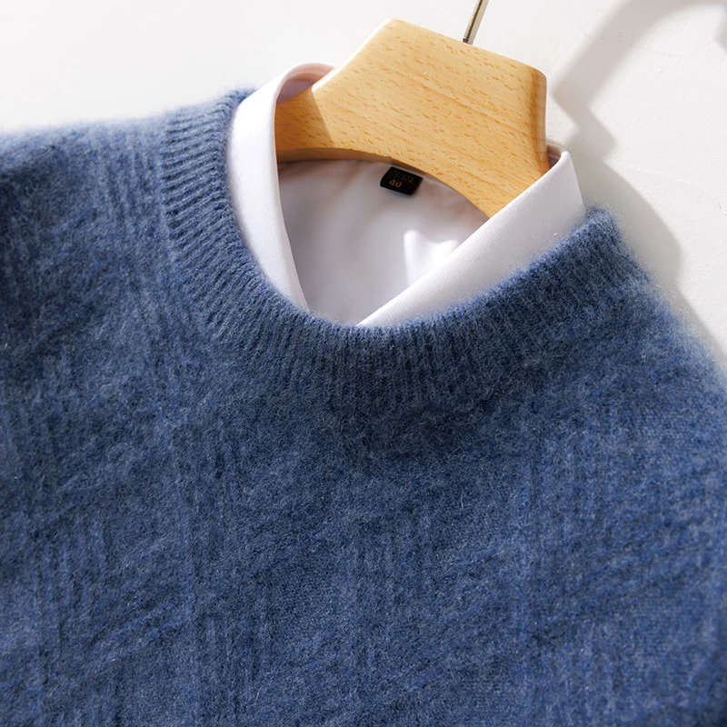 Herren Kurzrollkragenpullover aus Merino‑Mix mit diagonaler Rautenstruktur Nord Taschen