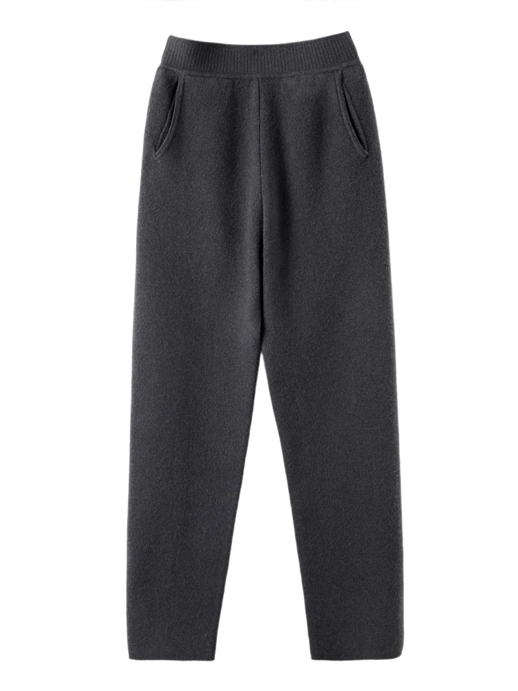 Damen Hochtaillierte Strickhose mit kaschmirähnlicher Haptik und schmal zulaufendem Bein Nord Taschen