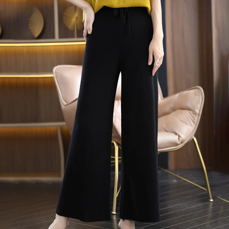 Damen High‑Waist Palazzo‑Strickhose mit Kordelzug und kaschmirähnlicher Weichheit Nord Taschen