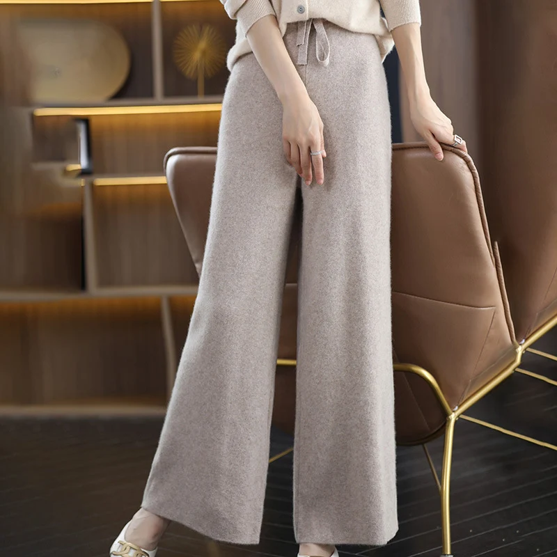 Damen High‑Waist Palazzo‑Strickhose mit Kordelzug und kaschmirähnlicher Weichheit Nord Taschen