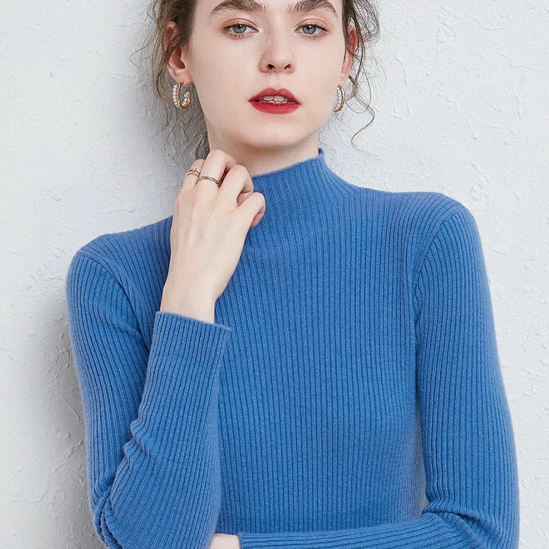 Damen Figurbetonter Feinstrick-Rollkragenpullover mit extrafeiner Rippenstruktur und kaschmirweicher Haptik Nord Taschen