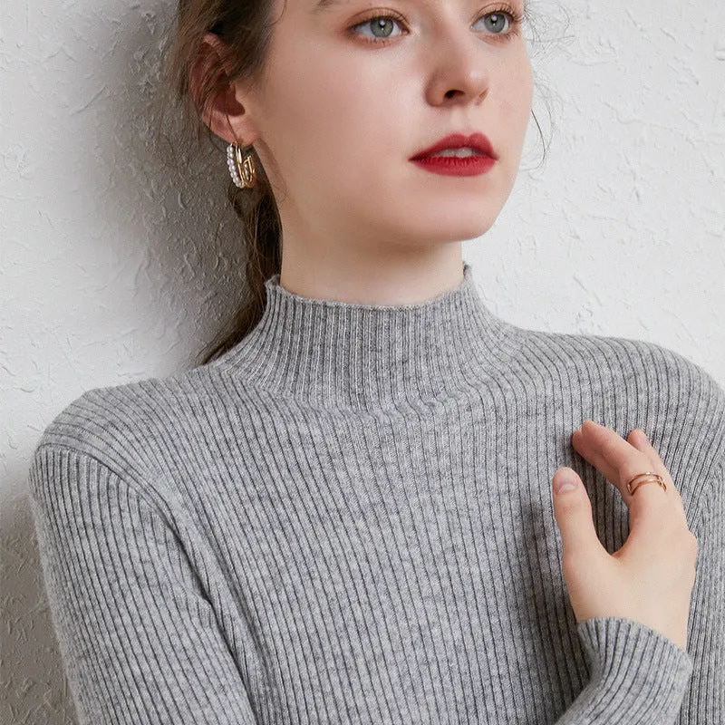 Damen Figurbetonter Feinstrick-Rollkragenpullover mit extrafeiner Rippenstruktur und kaschmirweicher Haptik Nord Taschen