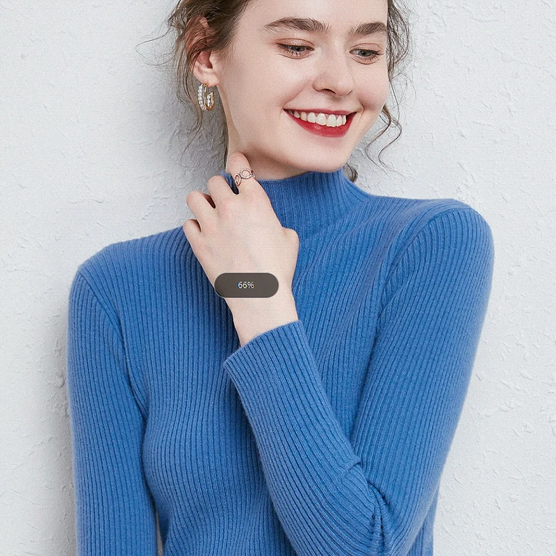 Damen Figurbetonter Feinstrick-Rollkragenpullover mit extrafeiner Rippenstruktur und kaschmirweicher Haptik Nord Taschen