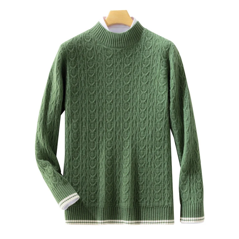 Damen Feinstrickpullover mit Zopfmuster, kurzem Stehkragen und gerippten Abschlüssen Nord Taschen