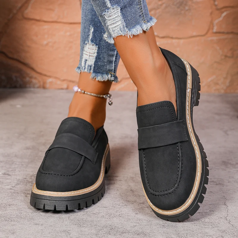 Damen Chunky Loafer mit profilierter Lug-Sohle und Velours‑Optik Nord Taschen