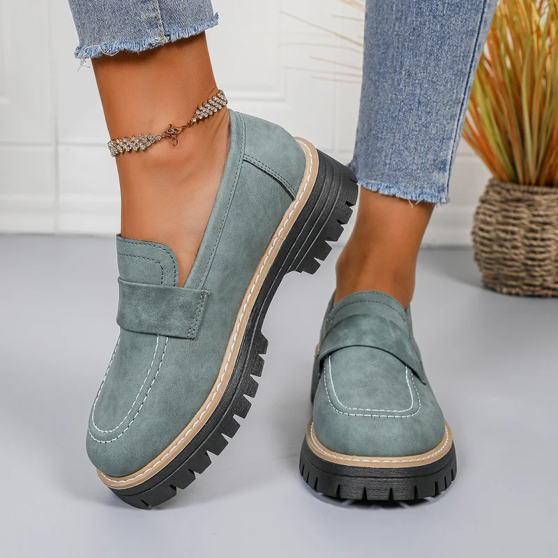 Damen Chunky Loafer mit profilierter Lug-Sohle und Velours‑Optik Nord Taschen