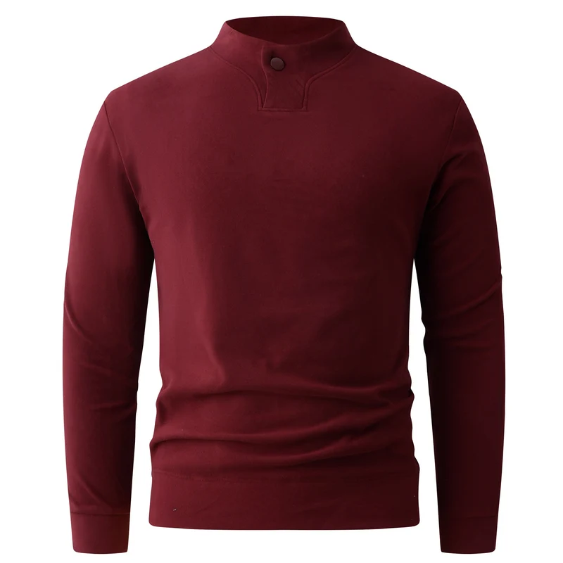 Herren Langarmshirt mit schmalem Stehkragen und Knopfverschluss Nord Taschen