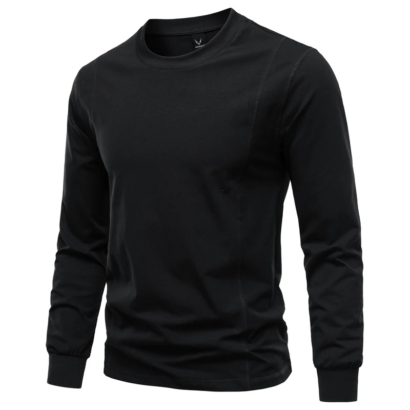 Herren Langarmshirt aus Stretch-Baumwollmix mit Rundhals und Flachnähten Nord Taschen