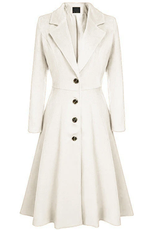 Damen Eleganter Wollmantel mit tailliertem Schnitt und langen Ärmeln