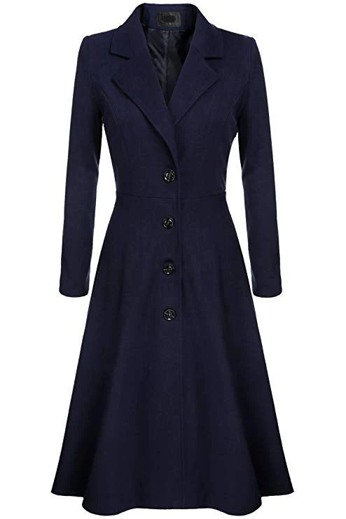 Damen Eleganter Wollmantel mit tailliertem Schnitt und langen Ärmeln