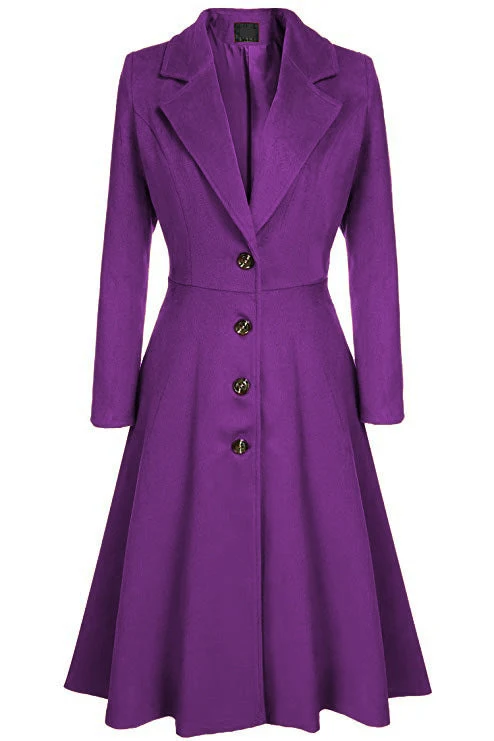 Damen Eleganter Wollmantel mit tailliertem Schnitt und langen Ärmeln