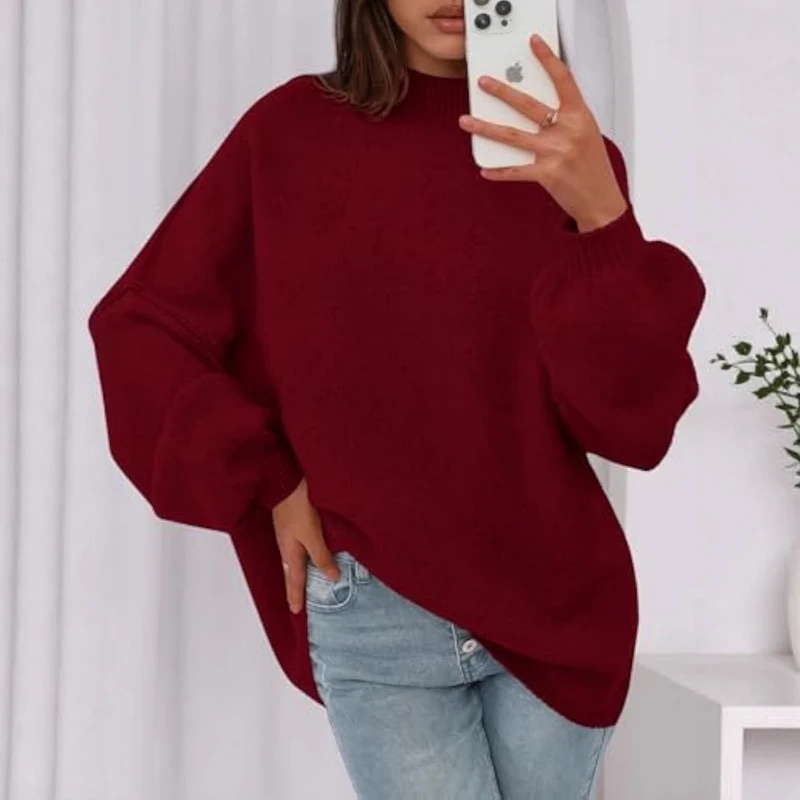 Damen Weicher Oversized Pullover Nord Taschen