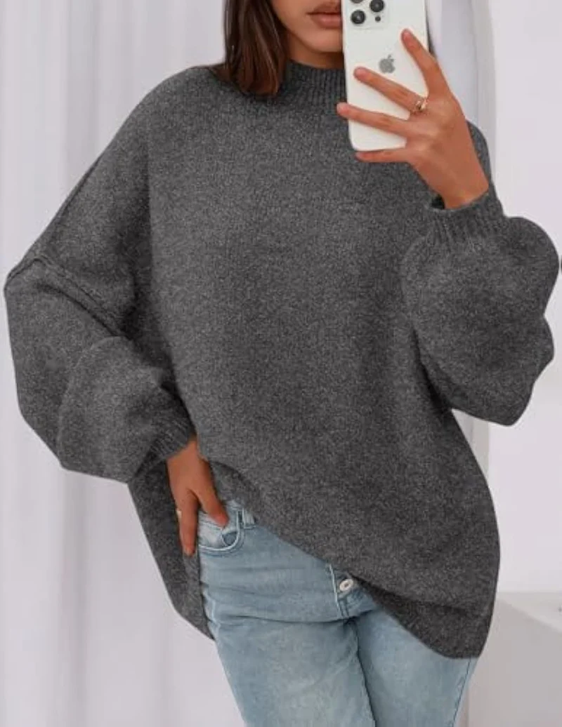 Damen Weicher Oversized Pullover Nord Taschen