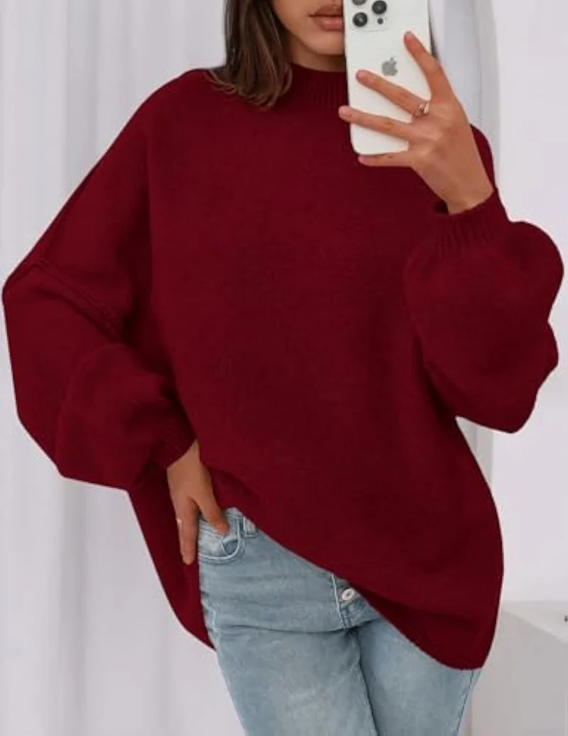 Damen Weicher Oversized Pullover Nord Taschen